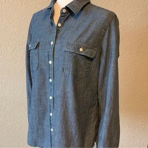 J. Crew Blue Chambray The Perfect Fit Shirt